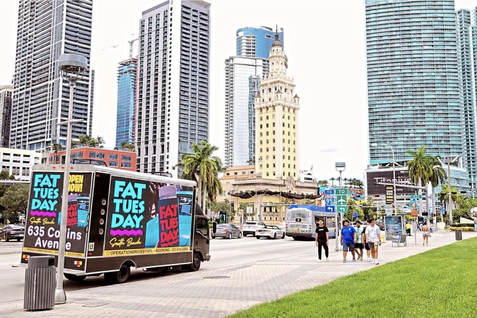 Fat Tuesday digital mobile billboard campaign — Downtown Miami near the Freedom Tower