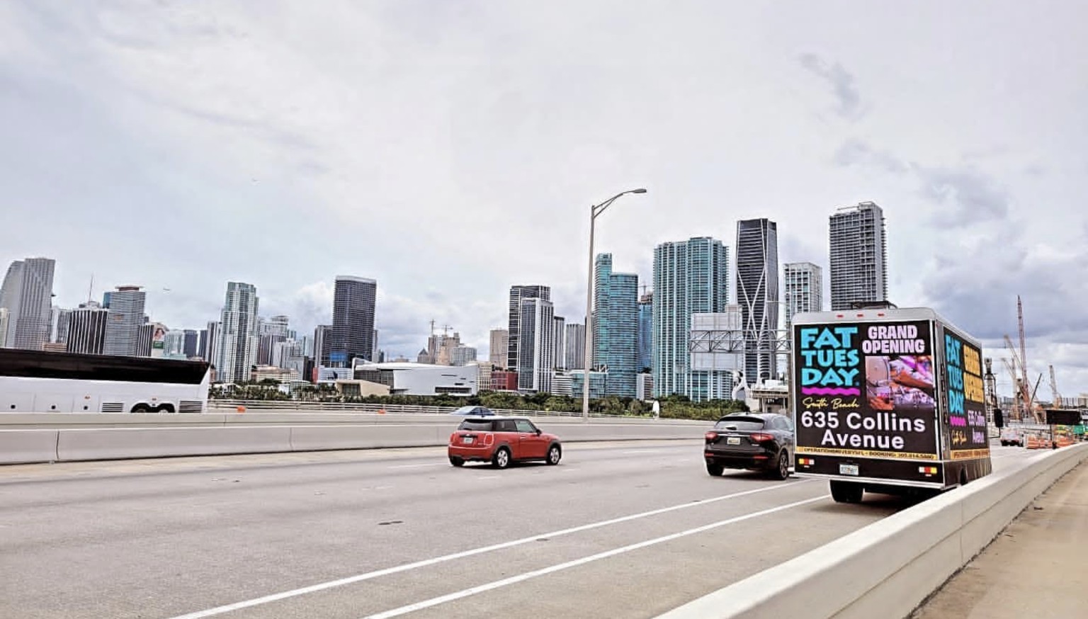Fat Tuesday digital mobile billboard campaign — Miami skyline route