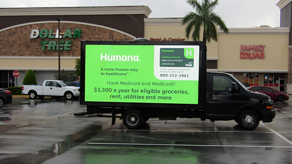 Bright digital mobile billboard creative