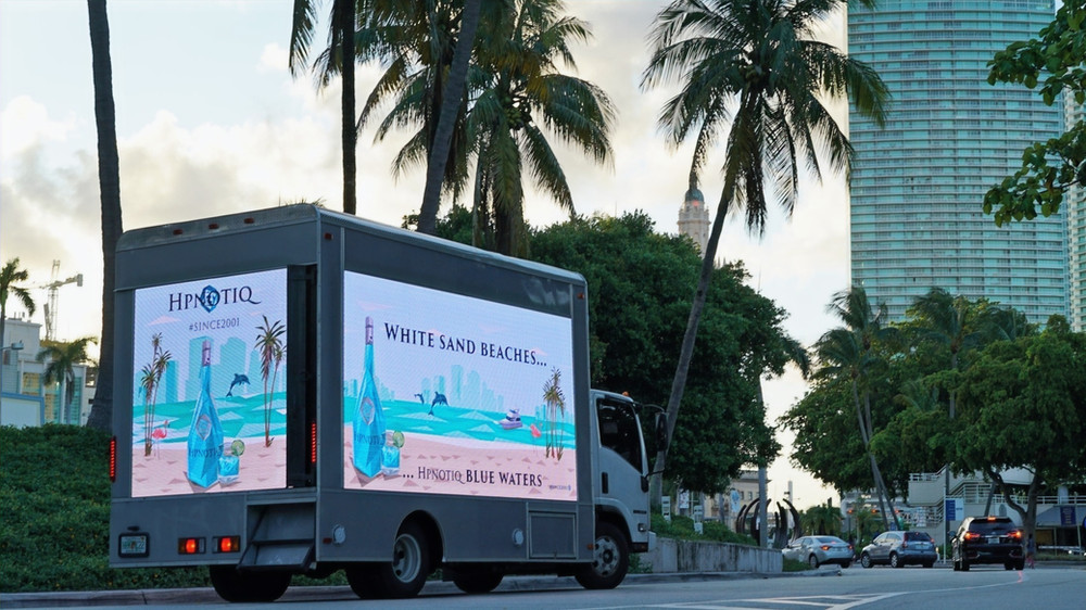 Exclusive mobile billboard campaign operating in a high-traffic city district