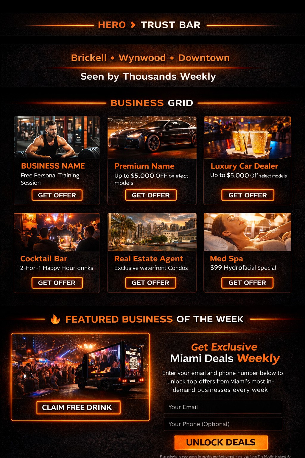 ELITE 305 offers homepage displayed on a laptop