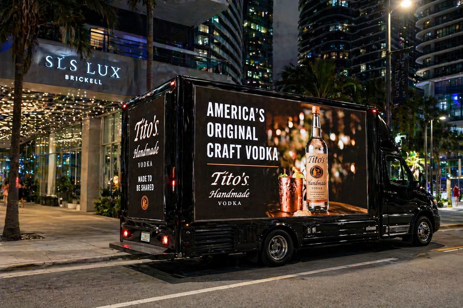 ELITE 305 mobile billboard truck driving through Brickell